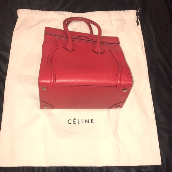 (SOLD) Red Celine Mini Luggage Tote - Picture 9 of 10